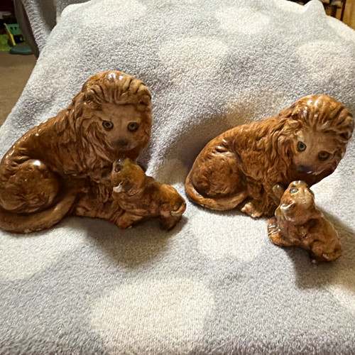 Chalkware lions and cubs